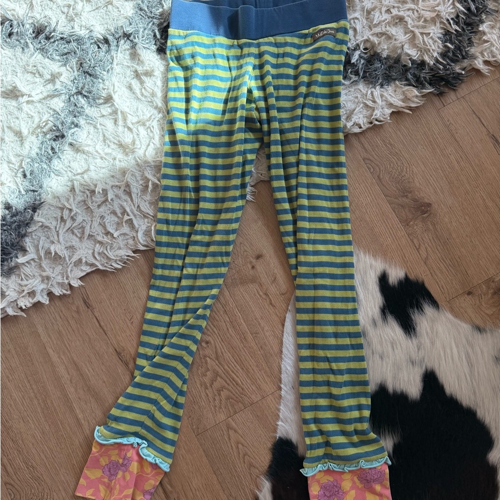 Striped Leggings with Floral Cuffs